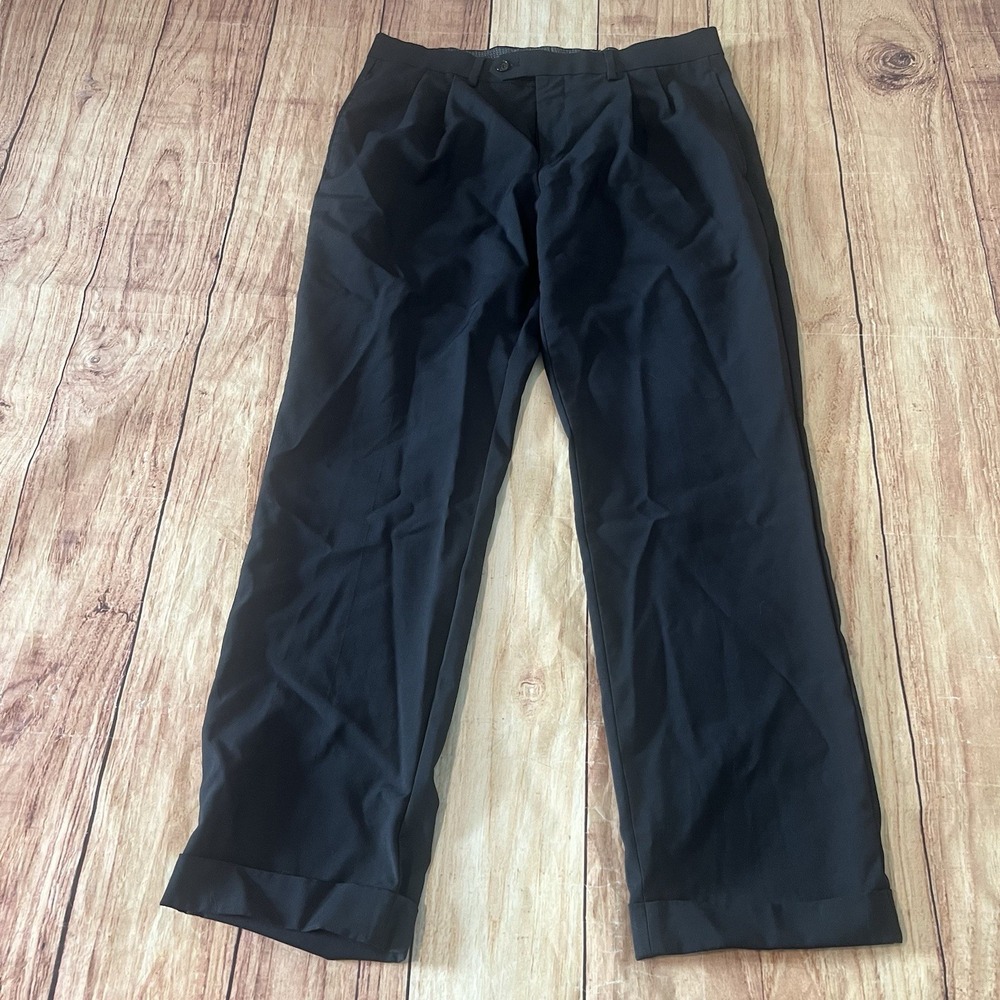 Lauren Ralph Lauren Dress Pants Mens 33x30 Black High Performance Wool Cuffed
